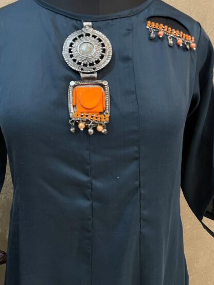 Blue Kurti With Metal Embellishment - Image 2