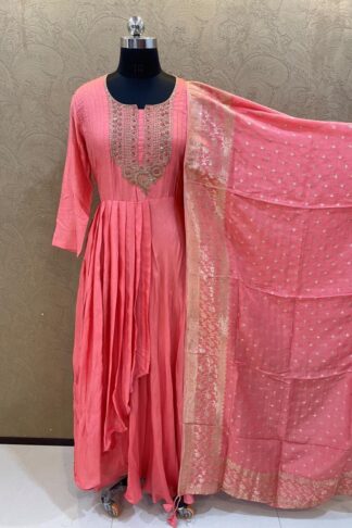 Salmon Pink Indo Western Dress