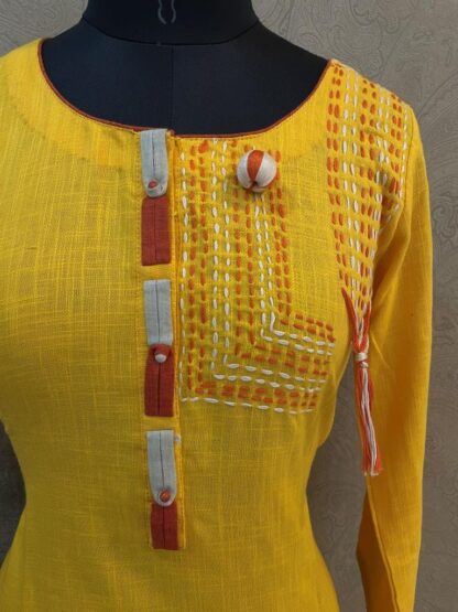 Yellow Kurti With Dupatta - Image 3