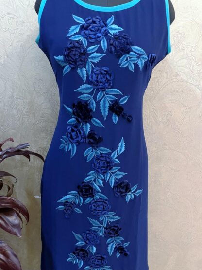 Blue Georgette Machine Embroidery Kurti - Image 2