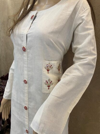 White Cotton Casual Check Gota Plazo Set - Image 2