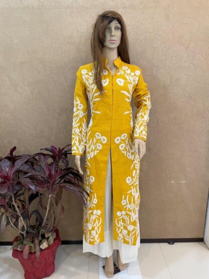 Linen Yellow Plazo Set