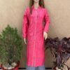 Pink Pintex Shirt with Blue Plazo Set
