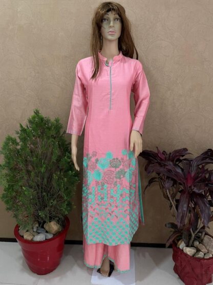 Pink Plazo Set with Handwork
