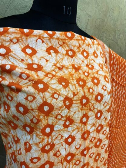 Orange Bandhni Cotton Suit - Image 4